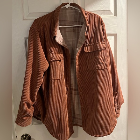 Reversible rust colored corduroy and plaid jacket NWT - Picture 2 of 9
